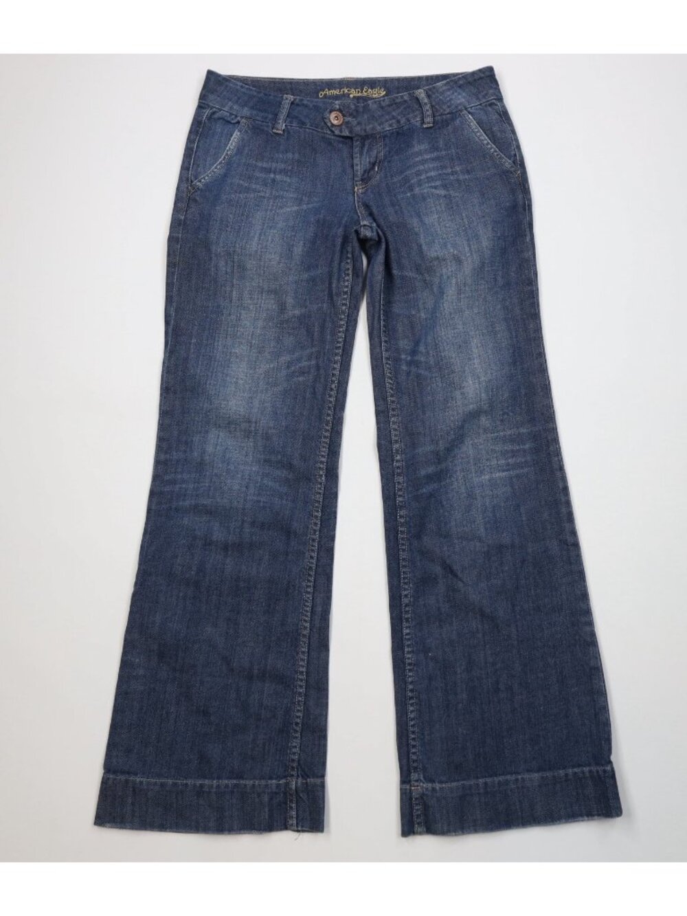 Vtg 90s Y2K American Eagle Outfitters Womens 8 Babydoll Flared Wide Leg Jeans